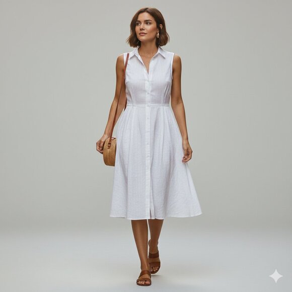 Tommy Hilfiger Dresses & Skirts - Tommy Hilfiger Women's Dress ALine Button Down Sleeveless White 8